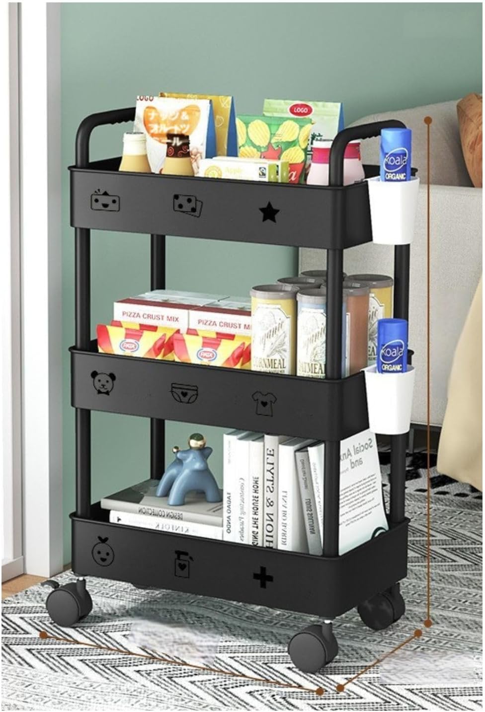 キッチンワゴン ワゴン 調味料ラック バスケットラック 収納ワゴン 2段 キャスター付 37cm/26cm/43.5cm..