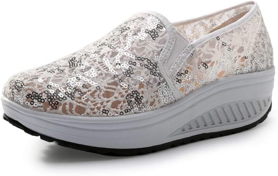 厚底スリッポン レディース ウォーキングシューズ 春夏秋 カジュアル メッシュシューズ ダイエット 船..