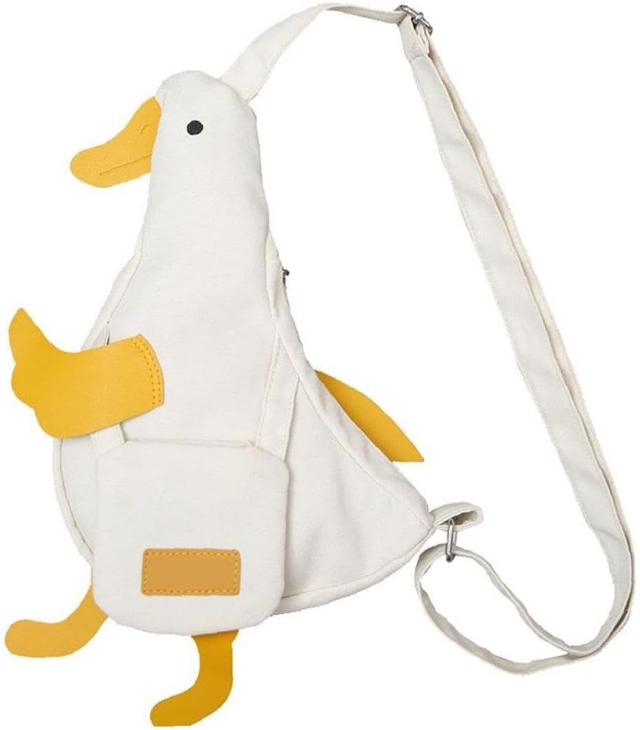 かわいい カートゥーン アヒル ショルダーバッグ ナイロン ホワイト ミニ 軽量 旅行 人気