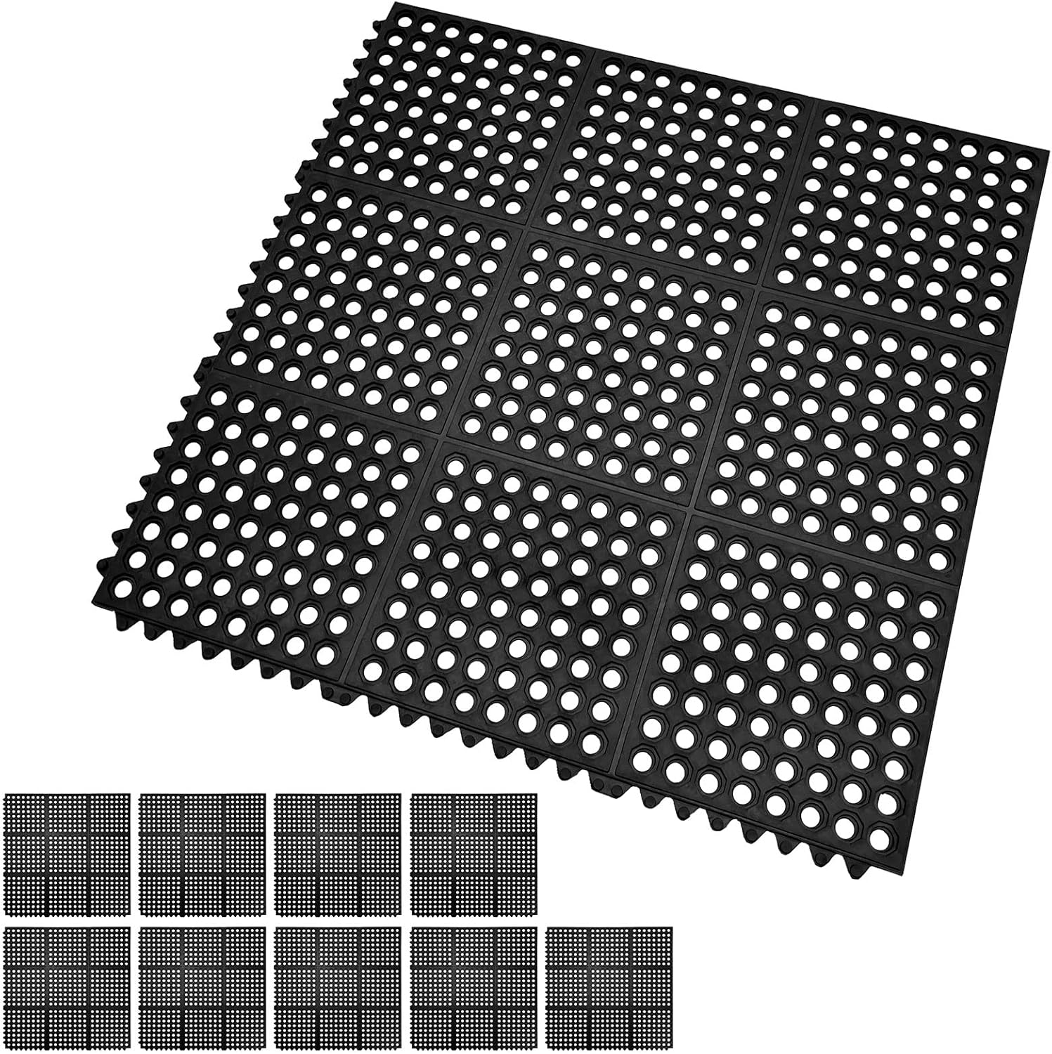 滑り止めマット 屋外 90×90cm 10枚セット 連結可能 すべり止め 有孔 ラバーマット ゴム マット 業務用 ..