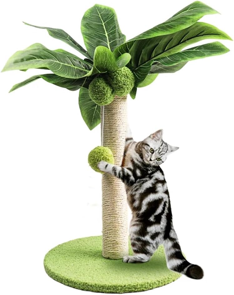 子猫用猫用爪とぎポスト かわいい緑の葉の猫用爪とぎポスト サイザルロープ付き 室内猫用爪とぎポスト ..