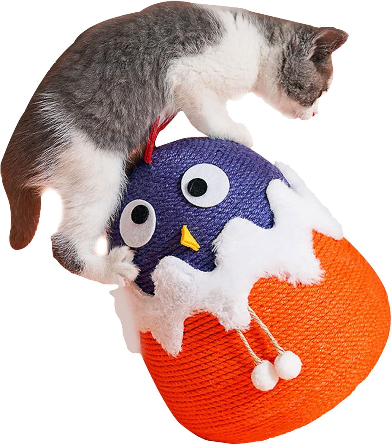 猫のスクラッチボール | ペット用サイザルボールおもちゃ かわいいオンドリの形をした猫の爪とぎ用品、..