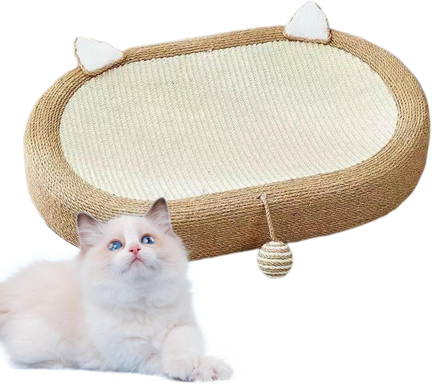 猫の爪とぎ | 室内猫用キャットスクラッチベッド | 編まれた猫のスクラッチベッドとポスト、退屈を和ら..