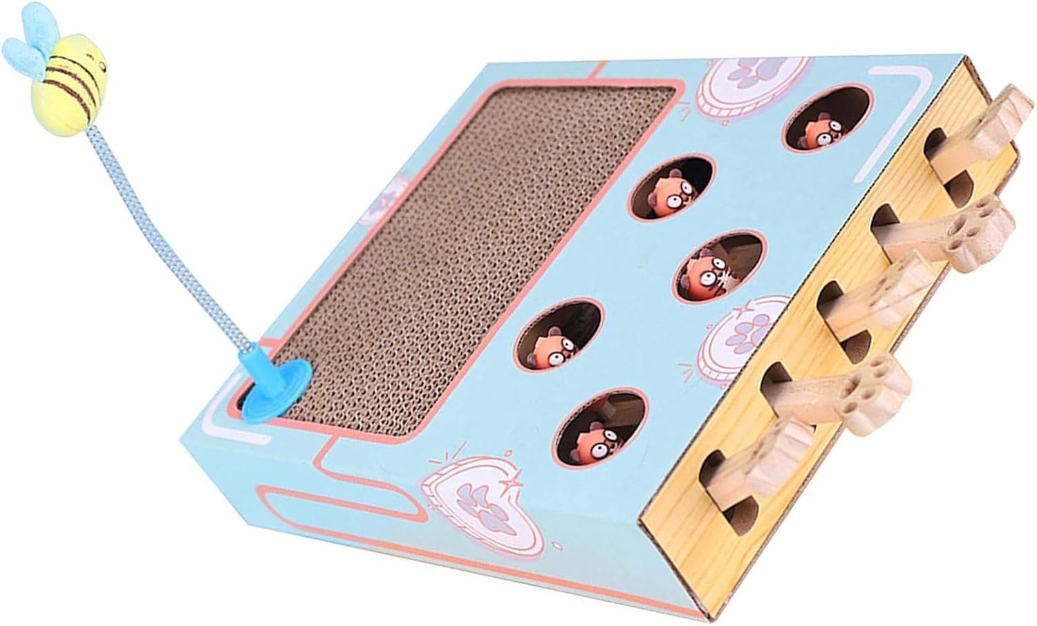 猫 おもちゃ モグラ叩き ネズミ 猫遊び 猫モグラ叩きおもちゃ 五つ穴 ネズミ 猫 つめとぎ 猫用爪とぎ ..