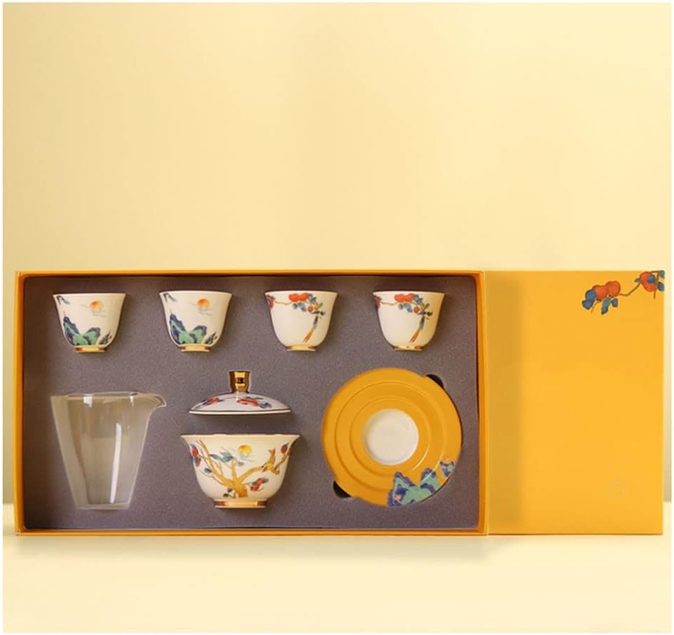 紅茶 ポット ティーカップ セット ティーポット 中国茶器セット 湯呑み セット 和風イエローセラミック..