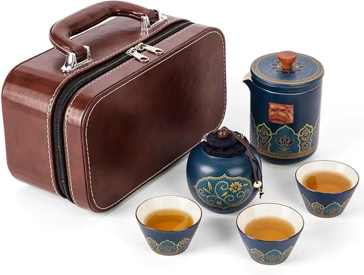 茶器セット ティーセット 陶器 湯呑み 和風急須 おしゃれ 携帯式 軽量 ティーポット&カップセット 旅行..