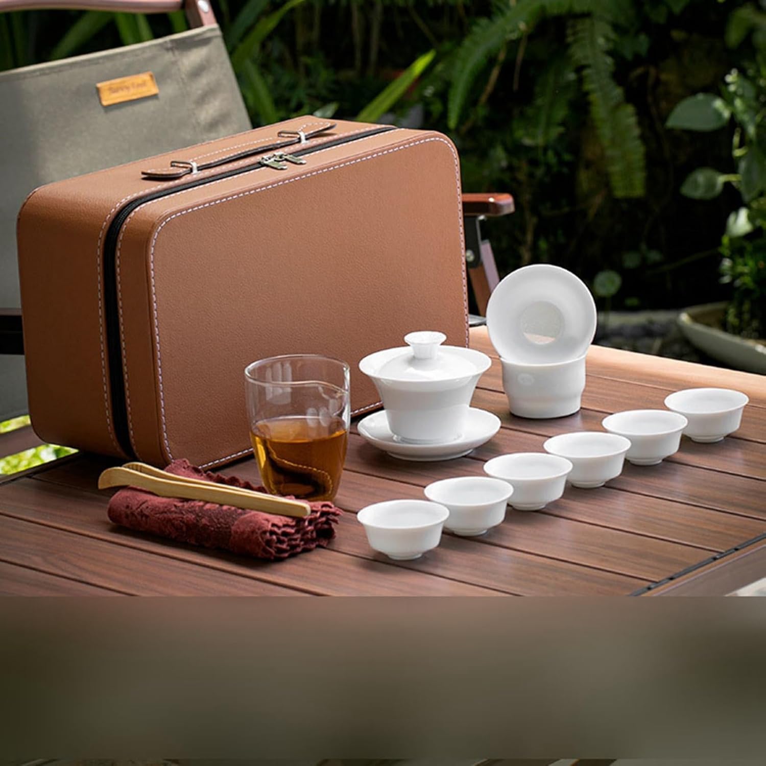 ティーセット 6客セット 旅行 茶器セット ポータブル 茶わん 蓋つき 湯呑みセット 茶漏れ 陶瓷 携帯式 ..