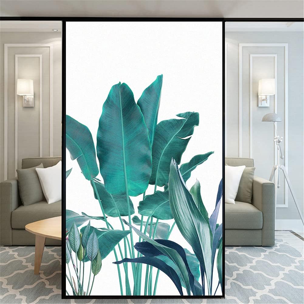 80cm幅x高120cm 目隠しフィルム 窓用フィルム めかくしシート 窓ガラスフィルム 植物風 75 遮光断熱シ..