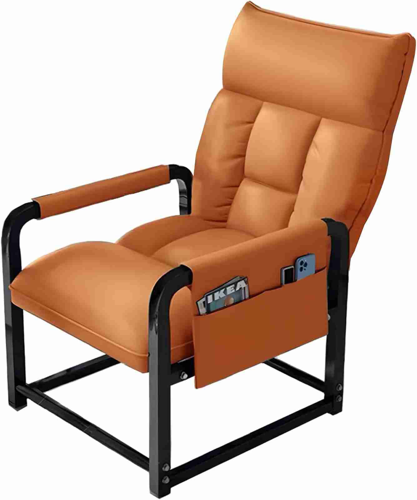 リクライニングチェア 座椅子 一人掛け 寝れる リクライニングイス 手すり付き 耐荷重180kg 背もたれ?フットレスト 5段階調節可能 おしゃれ 椅子 一人暮らし 昼休み (オレンジ (フットレスト