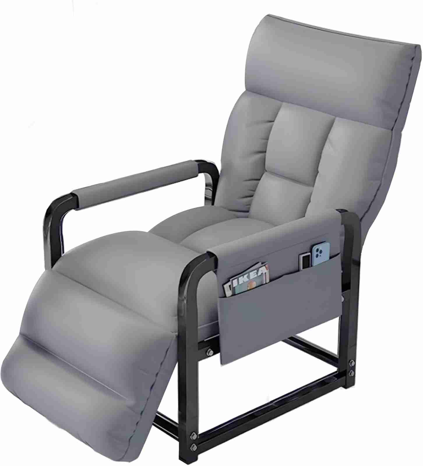リクライニングチェア 座椅子 一人掛け 寝れる リクライニングイス 手すり付き 耐荷重180kg 背もたれ?フットレスト 5段階調節可能 おしゃれ 椅子 一人暮らし 昼休み (グレー フットレスト有り