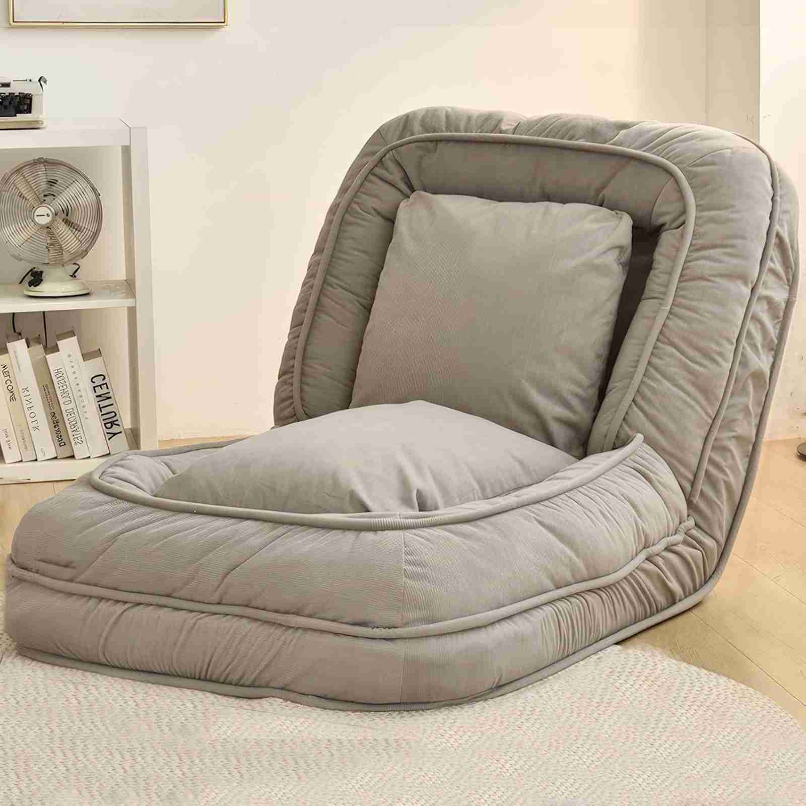 ソファベッド 折りたたみ式フロアソファ コンテンポラリー リクライニングチェア ソファチェア インクグリーン 鋼 コットン スポンジ 180ポンド 90*200cm 寝るリラックス読書 5段調整 シン