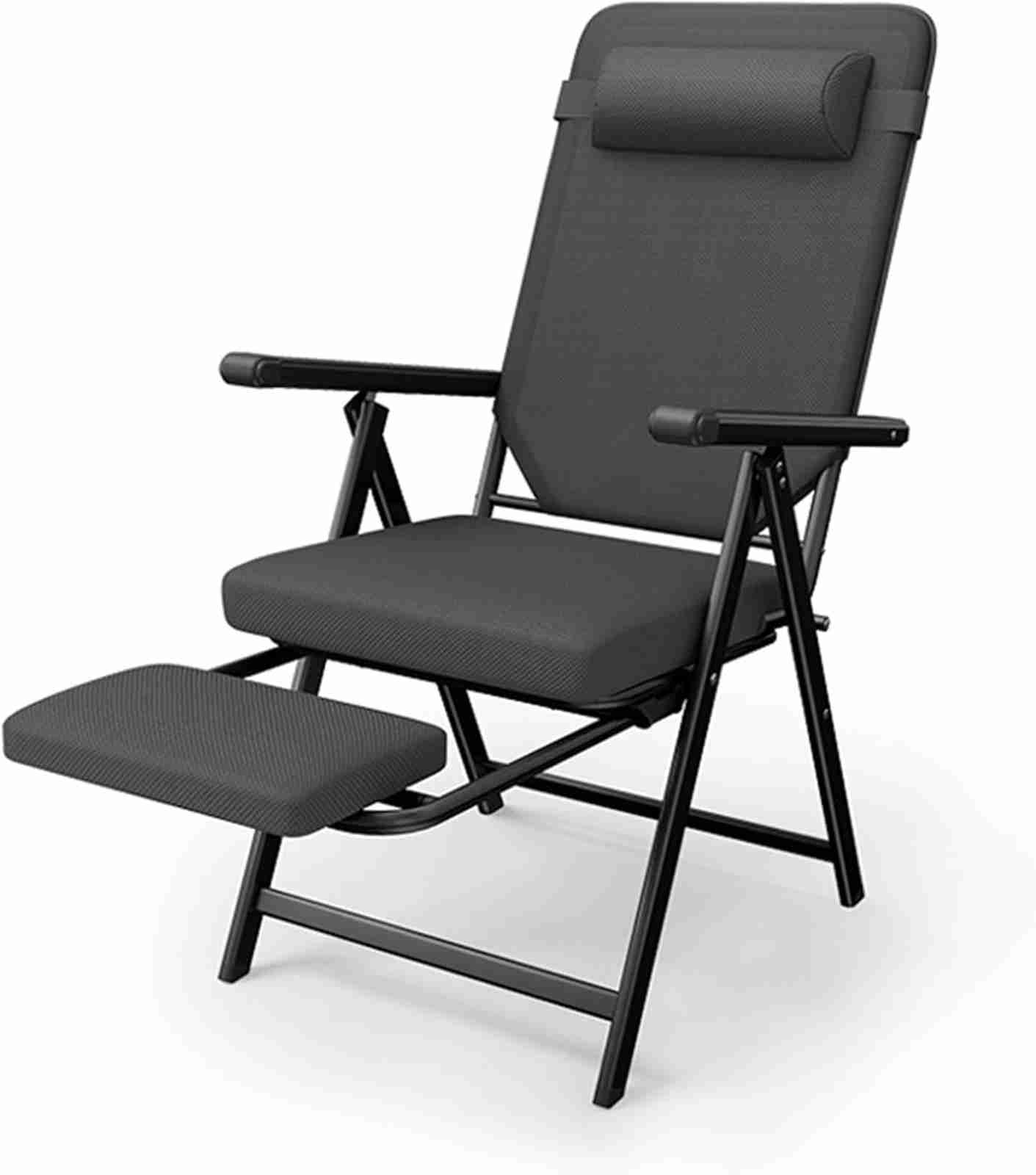 リクライニングチェア 折り畳みチェア 一人用 オットマン付き 角度9段階調節 背もたれ 枕 肘掛け 無重力チェア リラックスチェア サウナチェア 仮眠 昼休み 昼寝 残業 オフィス 持ち運び便利 コン