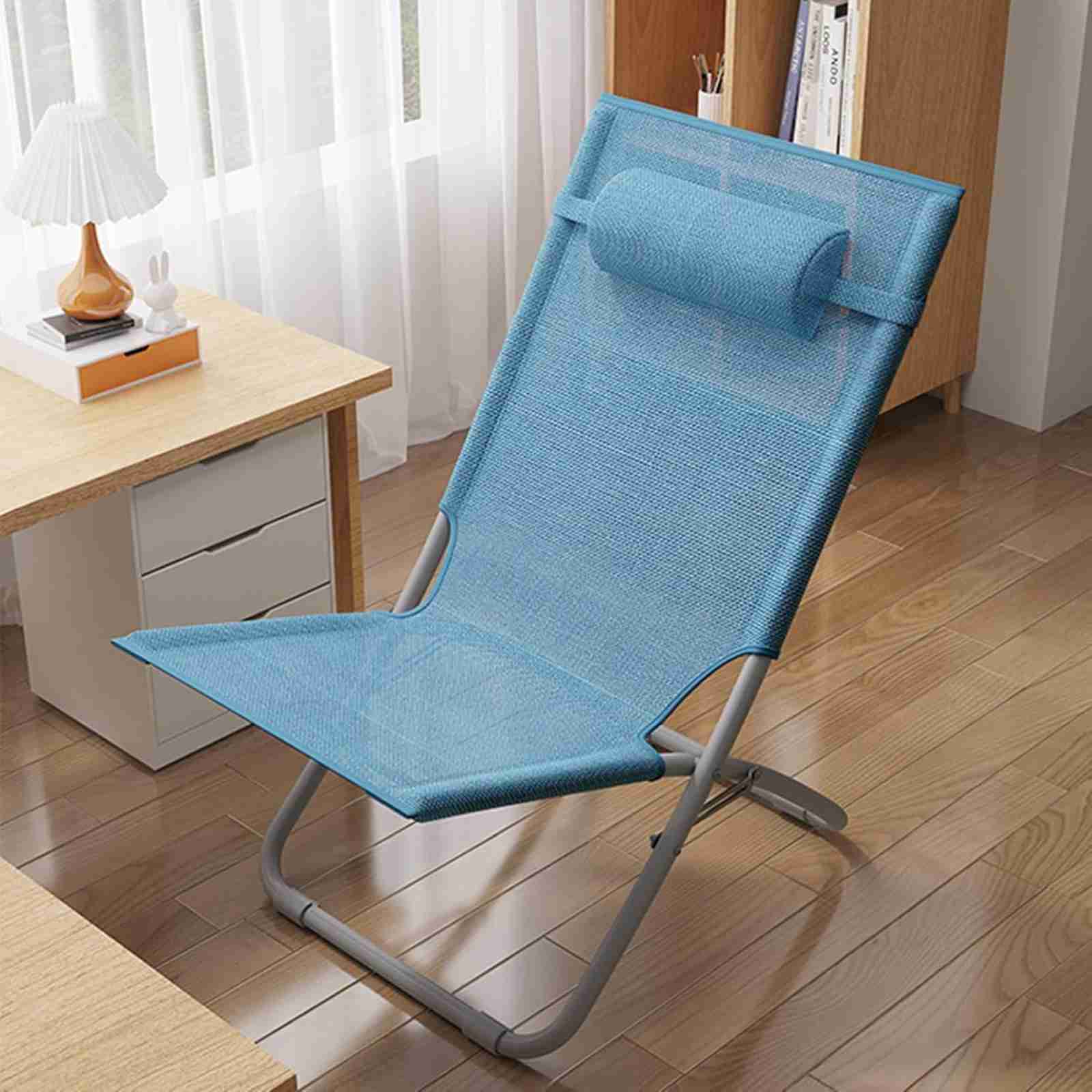 リクライニングチェア 折り畳みチェア 一人用 一人掛け リラックスチェア レジャーベッド 背付き 肘掛け 枕つき 仮眠 お部屋 オフィス 昼休み 昼寝 残業 勤務 自宅用 コンパクト収納 持ち運び便利