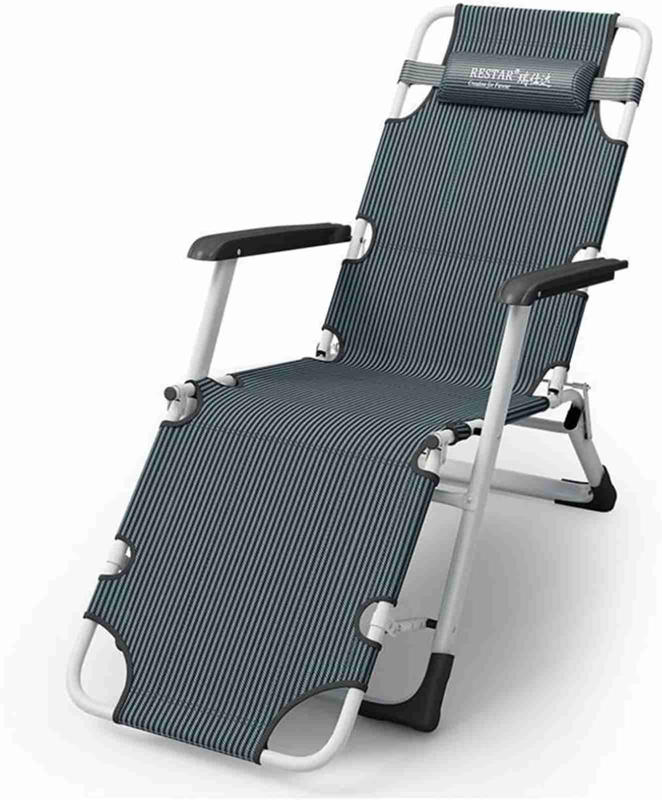 リクライニングチェア 折りたたみ 一人用 オットマン一体型 角度調整 折り畳みチェア 無重力チェア リラックスチェア レジャーベッド 背付き 枕 肘掛け 仮眠 お部屋 オフィス 昼休み 残業 グリーン