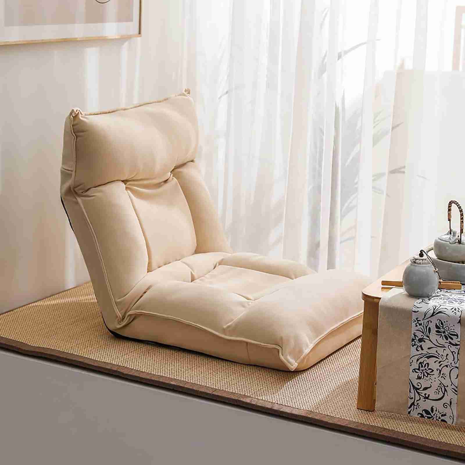 座椅子コンパクト 座椅子 一人掛けソファー ゆったりワイド大きい 洗えるカバーニング 背もたれ ハイバック 座椅子 ハイバック 180度フラット可能 5段階角度調節 腰が痛くない座椅子(オフホワイト)