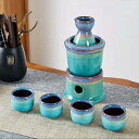 7点セット 酒器セット 陶器 徳利 花柄 猪口 ぐい呑 おちょこ 日本酒用 熱燗セット 燗器 ボトル お酒入れ 徳利1個 ぐい呑み4個セット 日式 クラシック 電子レンジOK 贈物 ギフト 花見 冷酒
