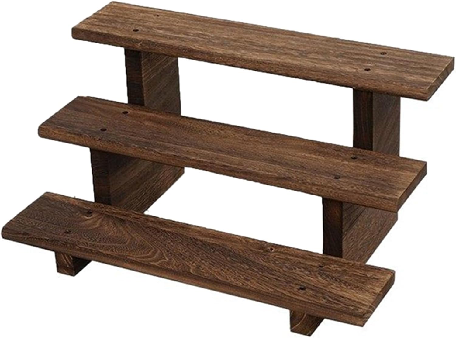 茶器収納棚 アンティーク珍品棚 2段式 2段式 梯形 ウッド 卓上置物 収納トレイ デスク上置き棚 木材 調..