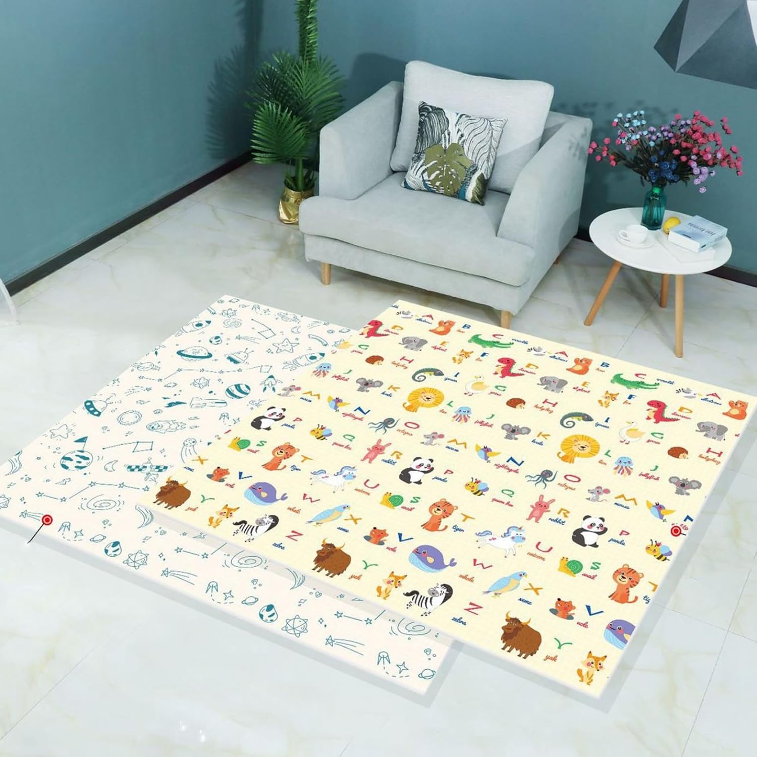 プレイマット 遊びマット 折りたたみマット 非毒性 折り畳み式 収納寒暖 子供部屋 両面 ベビークロールマット 防水 赤ちゃん 幼児用 プレイマット 折りたたみ 遊びカーペット 厚手 暖房応対