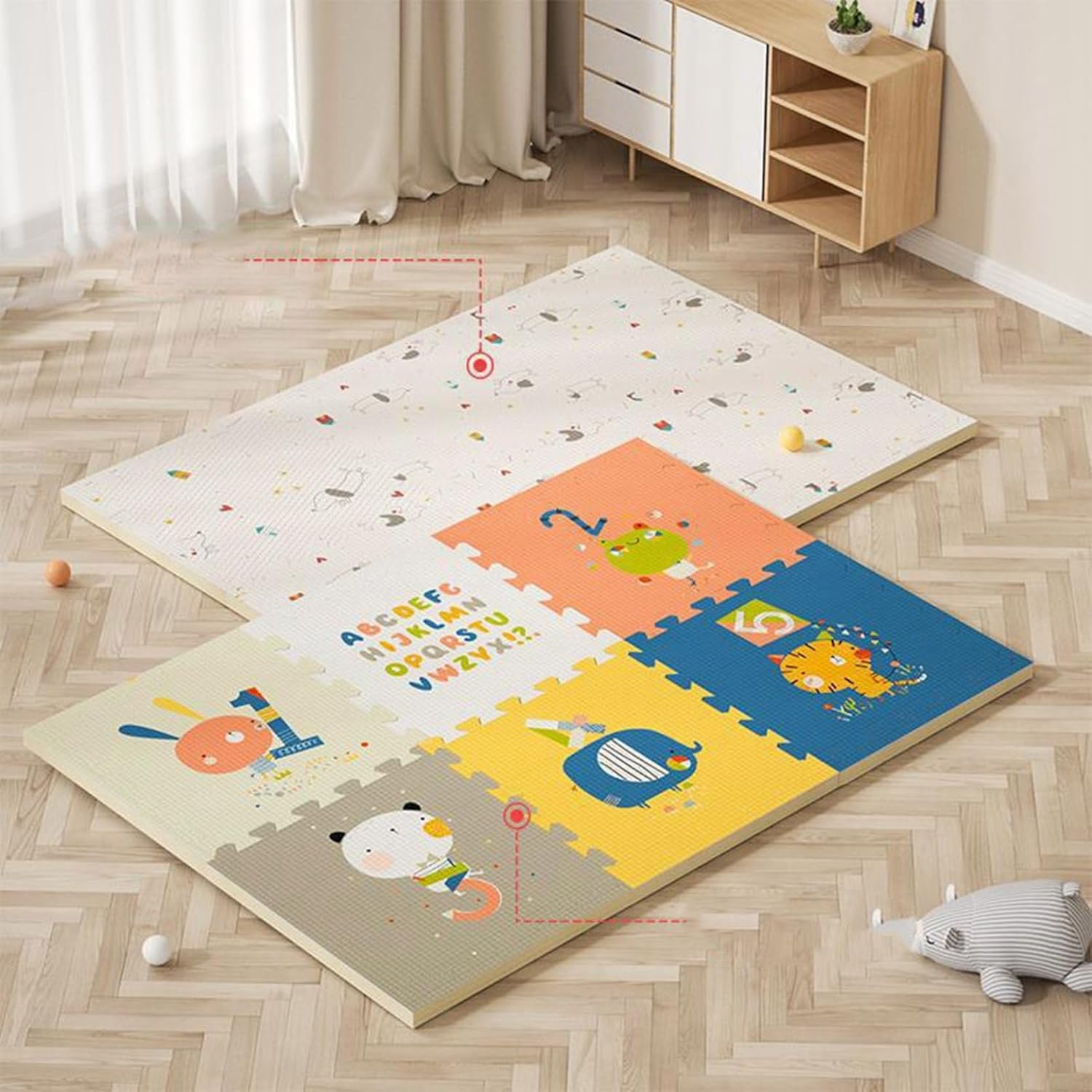ジョイントマット タイルカーペット 子供 下敷き 58*58*2CM/枚【リバーシブル】 カーペットタイル 自由..