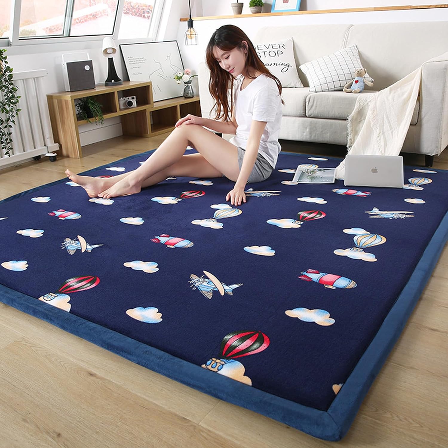 大判 カーペット 畳 厚手 プレイマット 子供用カーペット 敷物 ベッドサイド 遮音 転倒防止 新生活 滑り止め 水洗い可 ペット対応 北欧風 数字と色 小学校 保育園 プレイルーム オールシーズン