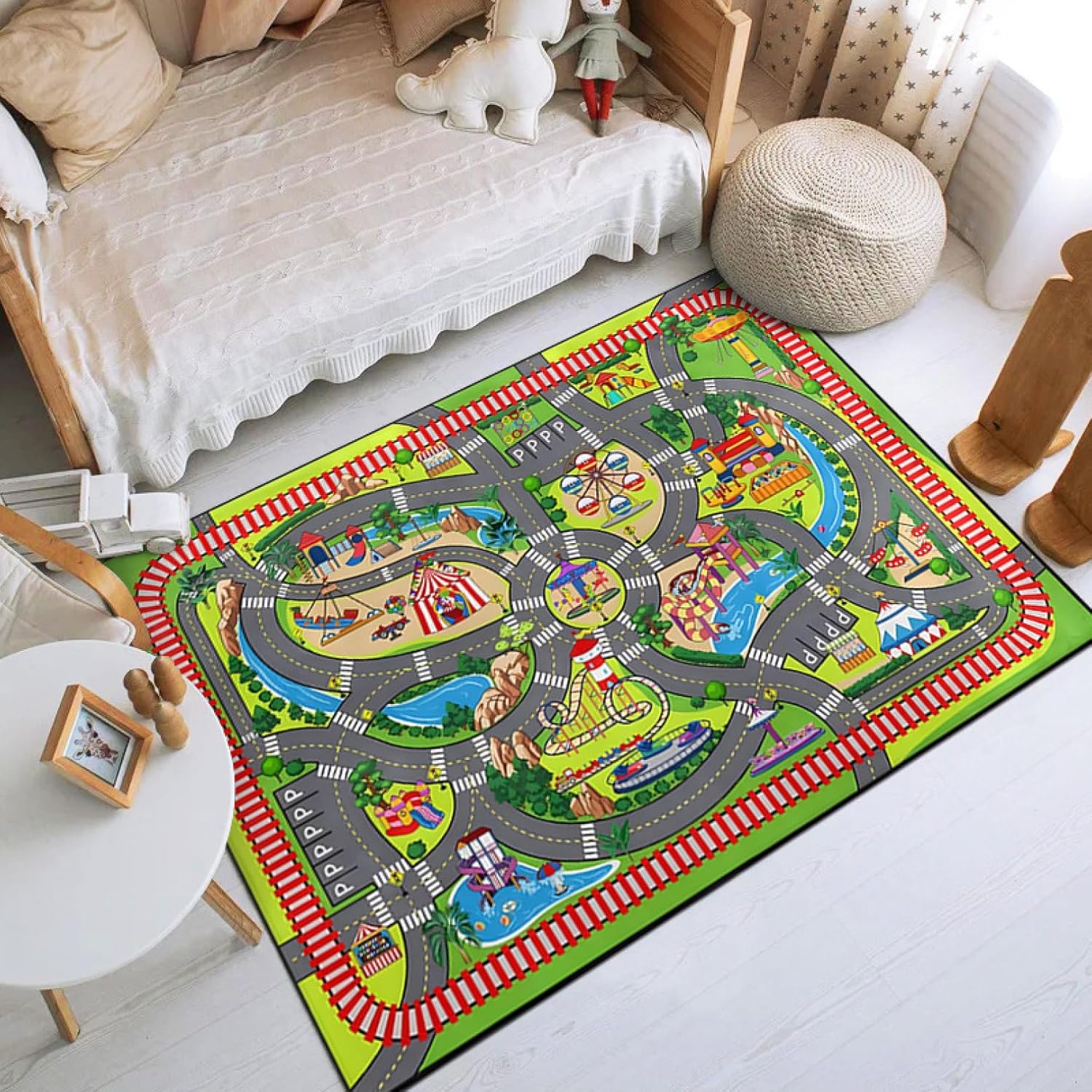 カーペット プレイマット 子供部屋 フロアマット 敷物 大判 お洒落 防ダニ 防臭 120*180cm サラサラ 丸洗い 防滑 コンパクト 洗えるラグ 床暖房 ふわふわ肌触り 床保護 ホテル 居間 民