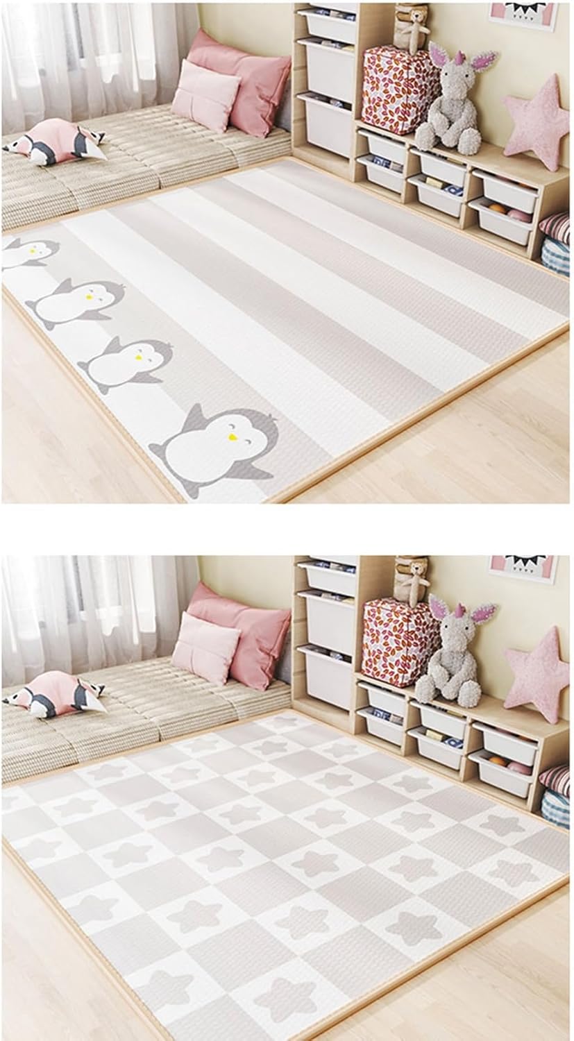 プレイマット キッズラグ 夏用 遊べる 可愛い 両面パターン 知育 遮音 転倒防止 キッズプレイエリアラ..
