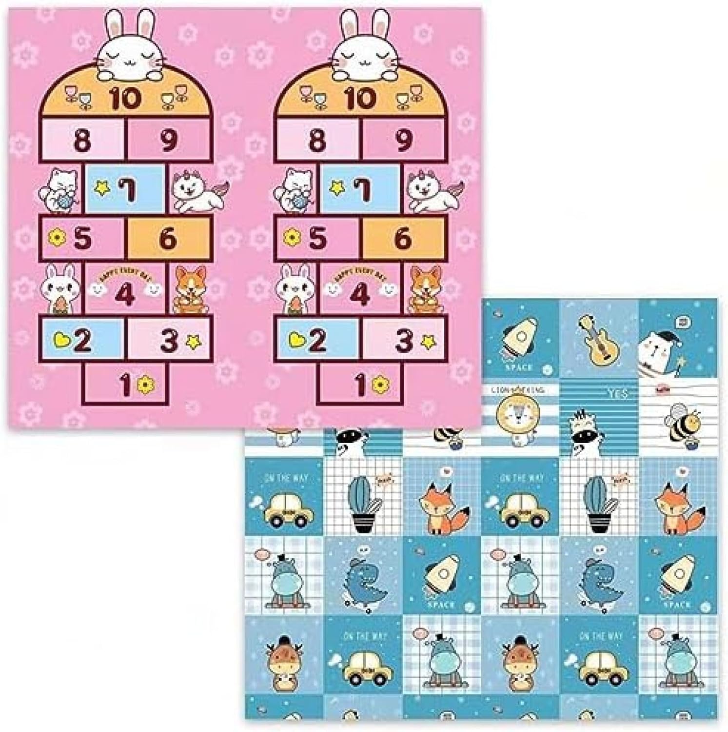 　　　 -------商品詳細------- ?多目的使用：このベビーマットは折りたたみ可能で軽量なので、お子様の遊び場としてだけでなく、リビングルームやお部屋のデコレーションとしても活用できます。さらに、おむつ替えやごろ寝時にも便利です。ピクニックやビーチに行く際にもピクニックマットやクロールマットとして使用可能です。 ?安全＆環境に優しい：XPE高密度安全素材を使用しており、ベビーマット表面のコーティング技術により、安全性が確保されています。さらに、ホルムアルデヒドや有害物質を含んでおらず、環境にも配慮されています。 ?防汚仕様：水で濡らした布ですぐに拭き取れるため、汚れや液体 dかすぐに取り除くことができます。また、柄色が褪せないため、長期間美しい状態をキープします。 ?防衝撃＆防音：高密度フォームの採用により、お子様の安全を守り、走り回っても階下に響く音を軽減します。さらに、衝撃吸収能力に優れており、お子様のスキンシップをサポートします。 ?両面デザイン：両面に異なる柄をプリントしているため、お部屋のインテリアに合わせて模様替えが楽しめます。カラフルでかわいいデザインは、お子様の興味を引き、色と形を認識する手助けをします。説明 ?多目的利用：このベビーマットは幅広い用途に活用できます。お子様の運動や遊びの場としてだけでなく、おむつ替えやごろ寝、ママのリラックススペースとしても活躍します。さらに、アウトドアでのピクニックやビーチでの使用も可能です。機能性と使いやすさを兼ね備えたマストアイテムです。?可愛いデザイン：カラフルで可愛らしいデザインが特徴のこのベビーマットは、お部屋のインテリアにもぴったり馴染みます。子供たちが自然に色や形を学ぶための理想的なアイテムであり、写真撮影の背景としても活用できることでしょう。?折りたたみ可能：軽量かつコンパクトなデザインであり、必要な時だけ広げて使用し、不要な時は簡単に収納できます。場所を取らないため、忙しいお母さんやパパにとっても便利なアイテムです。?安全性：XPE高密度安全素材を使用し、無害で無臭、ホルムアミドやフタル酸、BPA、鉛などの有害物質を含んでいません。子供たちが安心して遊べる環境を提供します。?耐久性：高密度フォームを使用しており、耐衝撃性に優れています。お子様が走り回っても安定性を保ち、地面や階下への音の響きを軽減します。繰り返しの使用にも耐えられるため、長くお子様と一緒に使えるアイテムです。