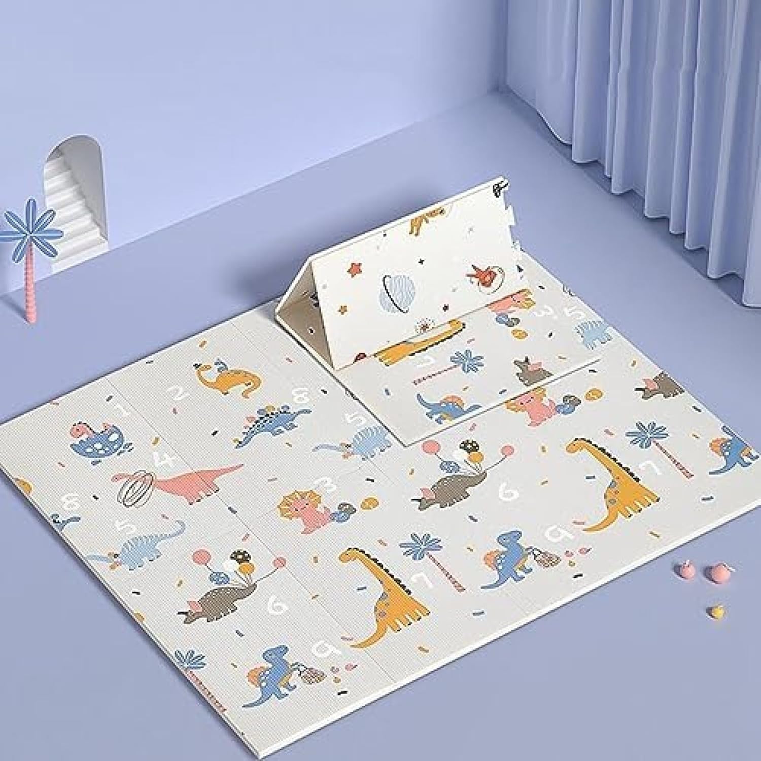 プレイマット 遊びマット ベビー 子どもプレイマット 折り畳み式 恐竜 動物 可愛い ベビープレーマット 滑り止め 防水 ベビーマット 安全無毒無味 両面使用 子供ゲームパッド ベビージム 幼稚園 転