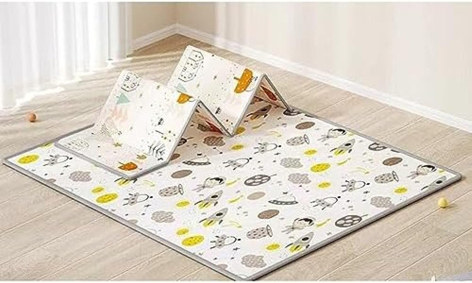 プレイマット 遊びマット 折りたたみマット 非毒性 両面使い アニマル 短い毛足 防水 赤ちゃん キッズ ..