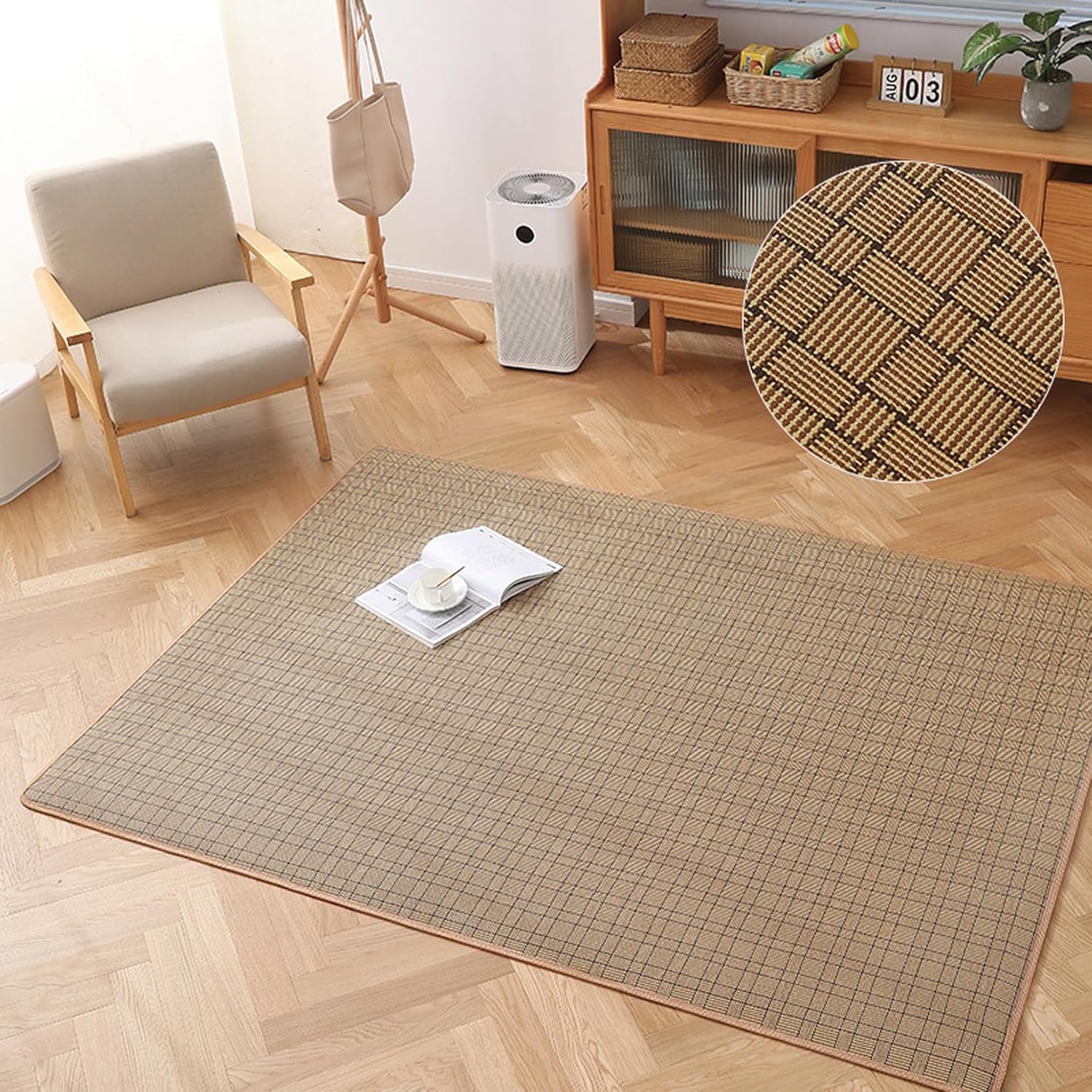 カーペット 藤製 ラグマット 畳の上に敷く プレイマット ひんやり 消臭 冷たい 夏用 簡単お手入れ 速乾 200X240cm厚 収納便利 和モダン 屋内/室内 廊下 リビング用 寝室用 キッズルーム