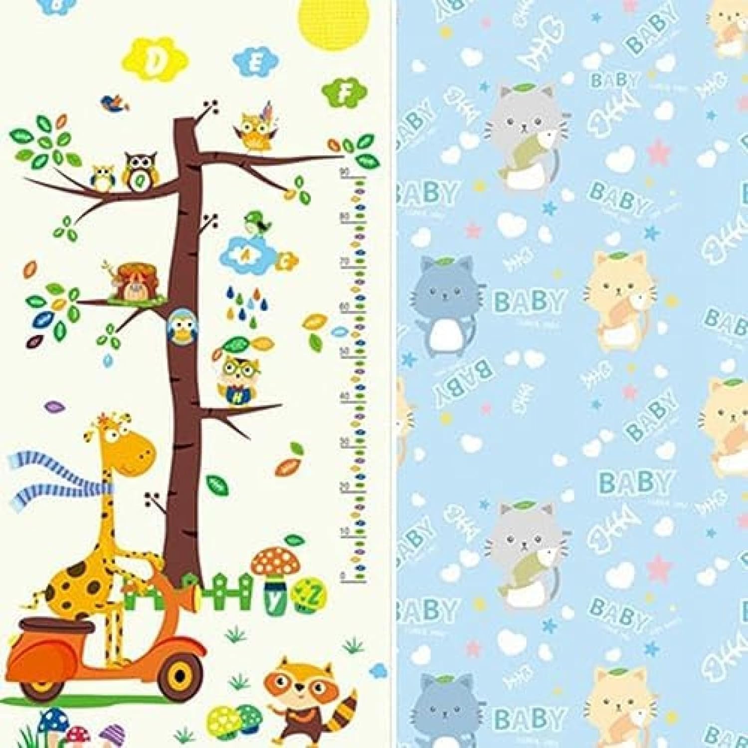 ベビーマット 極厚 赤ちゃん プレイマット 折り畳みカーペット 転倒防止 ノンスリップ 両面使用 軽量化設計 新生活 ベビージム 和室 洋室 床暖房対応 ベビージム 幼稚園