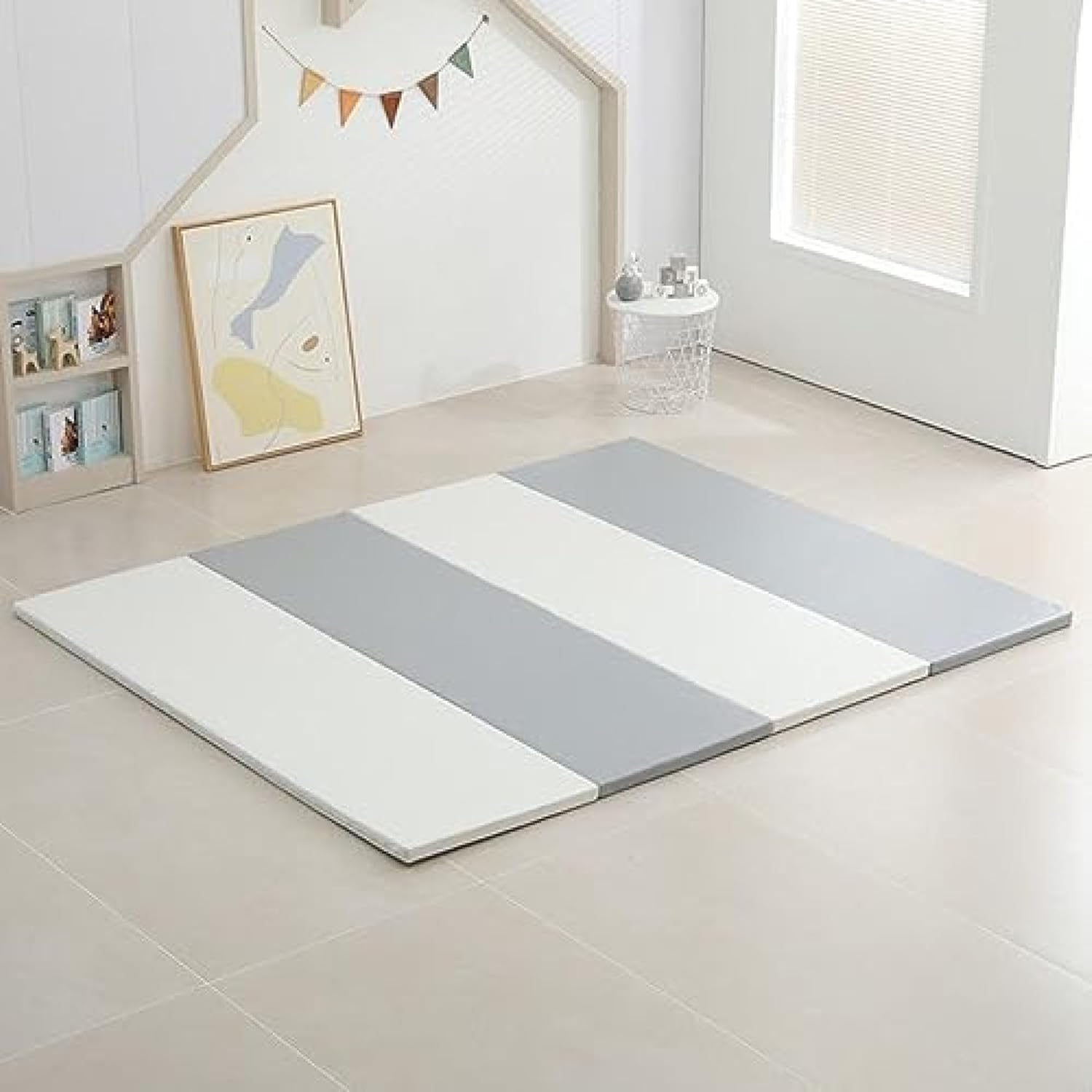 プレイマット ヨガマット 子供マット 折りたたみ 遊びマット 厚手 無地 純色 おしゃれ 滑り止め付き 両..