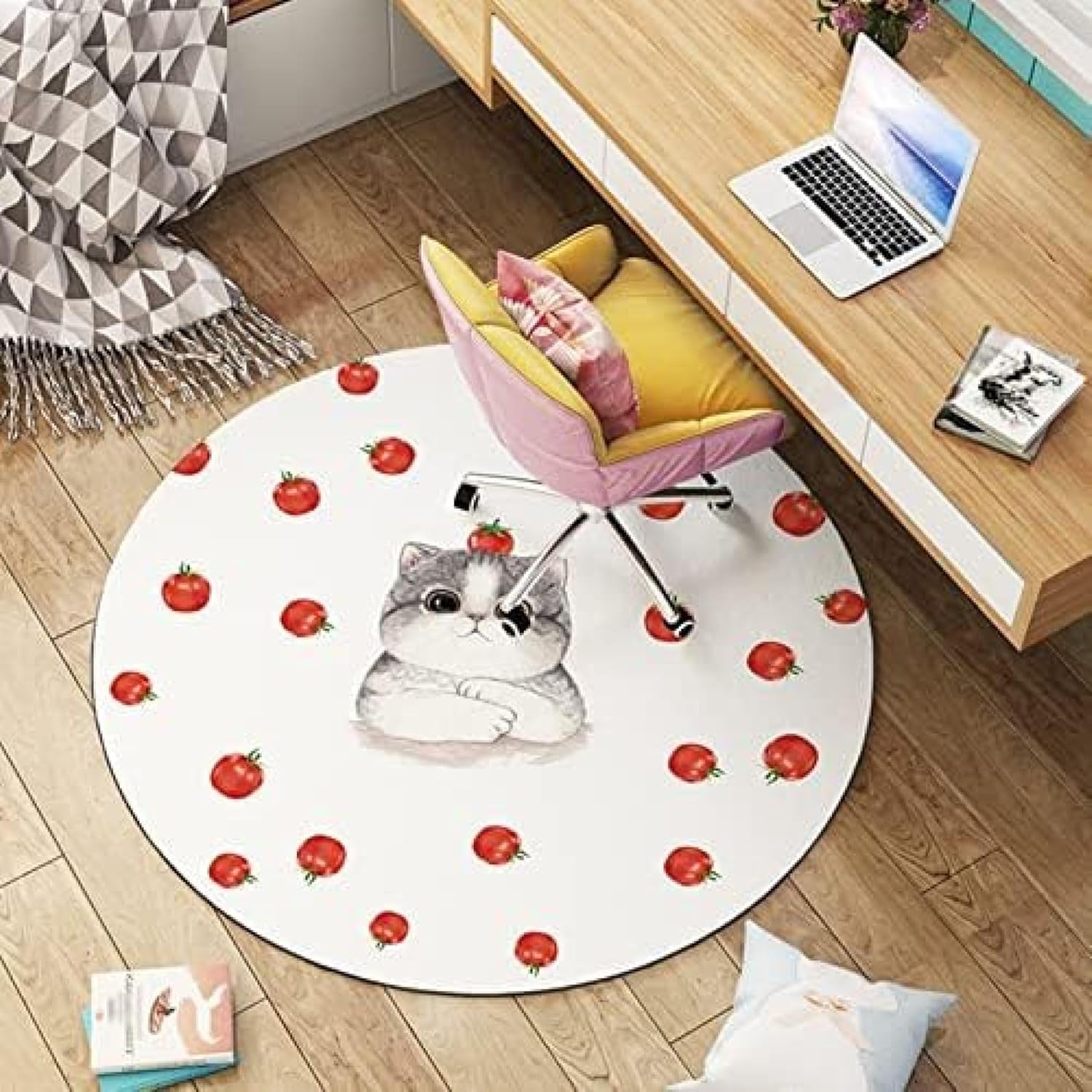 チェアマット ゲーミングチェアマット 円形 床保護 子供部屋 可愛い プレイマット 大判 足元 カーペット 椅子用マット 防臭防滑 ソフト おしゃれ 静電気防止 オフィス フローリング 多機能 在宅勤