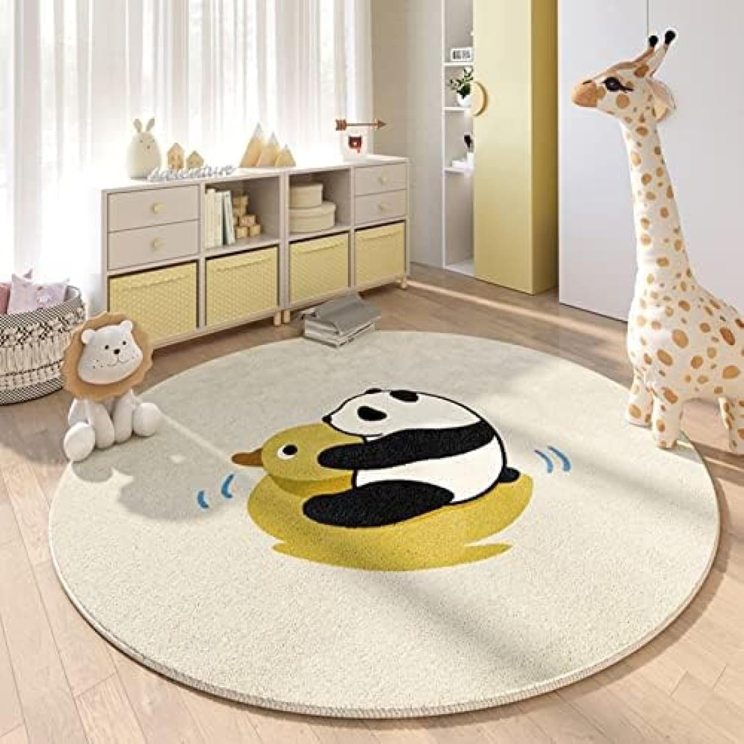 円形 子供部屋 カーペット プレイマット パンダ柄 ゲーミングマット 可愛い 大判 足元 カーペット チェアマット 床保護 防音 傷防止 滑り止め 幅広く使える 60cm フローリング オフィス 洗え