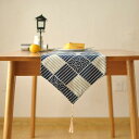 テーブルランナー 和風 シンプル テーブルクロス テーブルセンター フリンジ付き 綿麻 レトロ 波柄 チェック柄 防塵 食卓ランナー 軽量 家庭用 パーティー ...