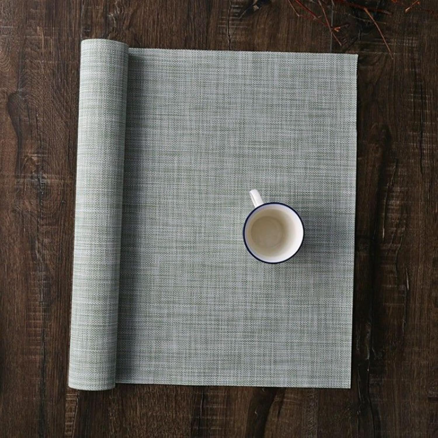 テーブルランナー ランチョンマット PVC テーブルセンター 和風 レトロ 撥水 テーブルクロス 耐久 軽量 薄手 テーブルマット 多用途 インテリア オールシーズン グリーン