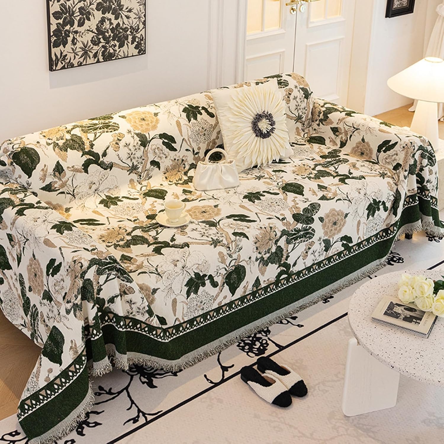 ソファーカバー マルチカバー 傷防止 犬猫対策 爪とぎ防止 すべり止め 2人掛け用 3人掛け用 フリンジ ..