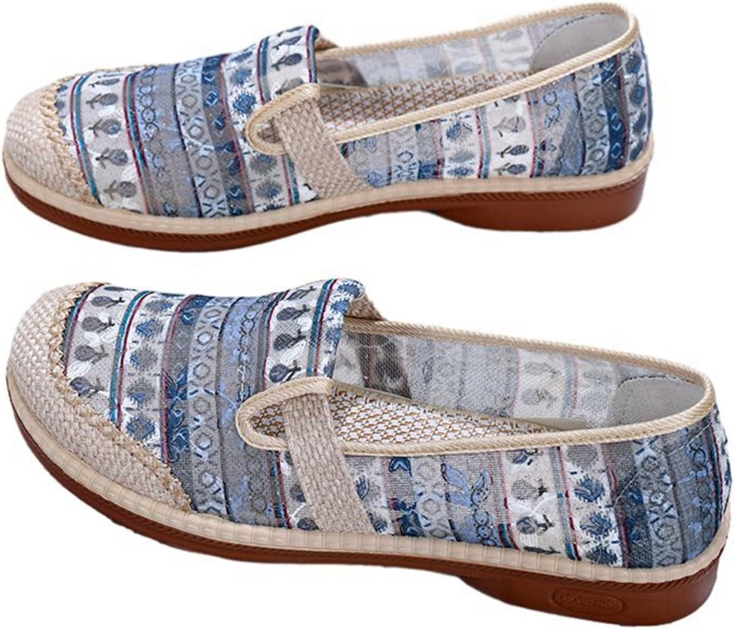 レディース モカシン 春夏 カジュアルシューズ エスニック風 エスニック レトロ キャンバス スニーカー 女性 モカシン ファッション 軽い すべり止め 柔軟 ママシューズ シニア 日常(4)