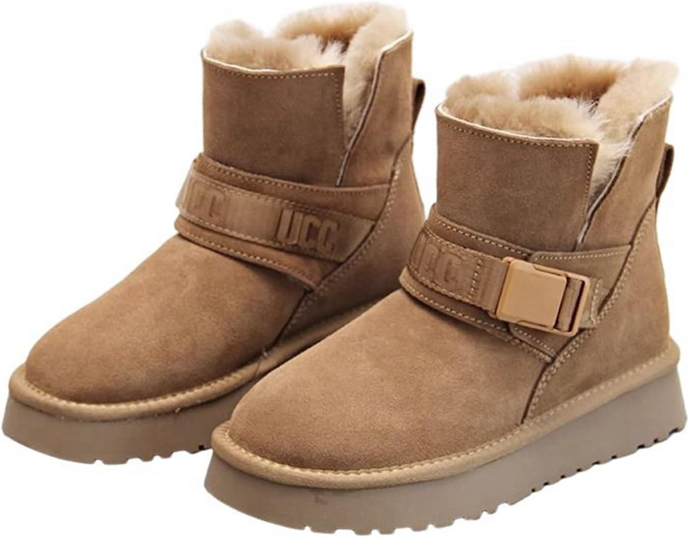 ムートンブーツ ショート丈 冬用 裏ボア レディース ベルト スノーブーツ 防寒 滑り止め 綿靴 幅広 柔..