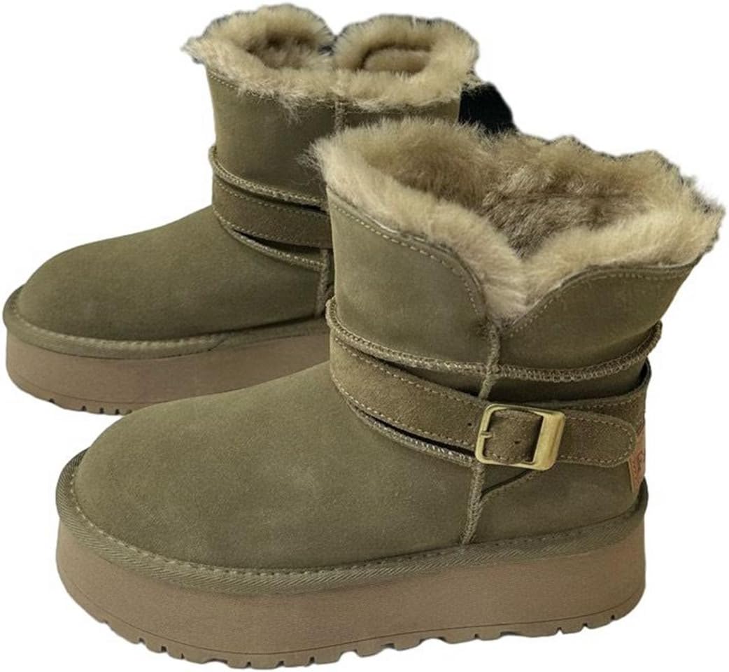 ムートンブーツ 中ボア 2way スノーブーツ 雪靴 冬用 レディース ベルト 短靴 雪対策 ハイカット あっ..