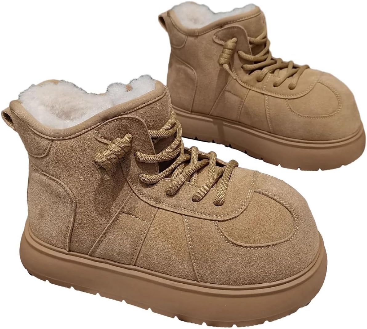 ムートンブーツ 裏ボア スノーブーツ 綿靴 冬用 レディース 厚底 短靴 雪対策 レースアップ 防寒 ウィ..