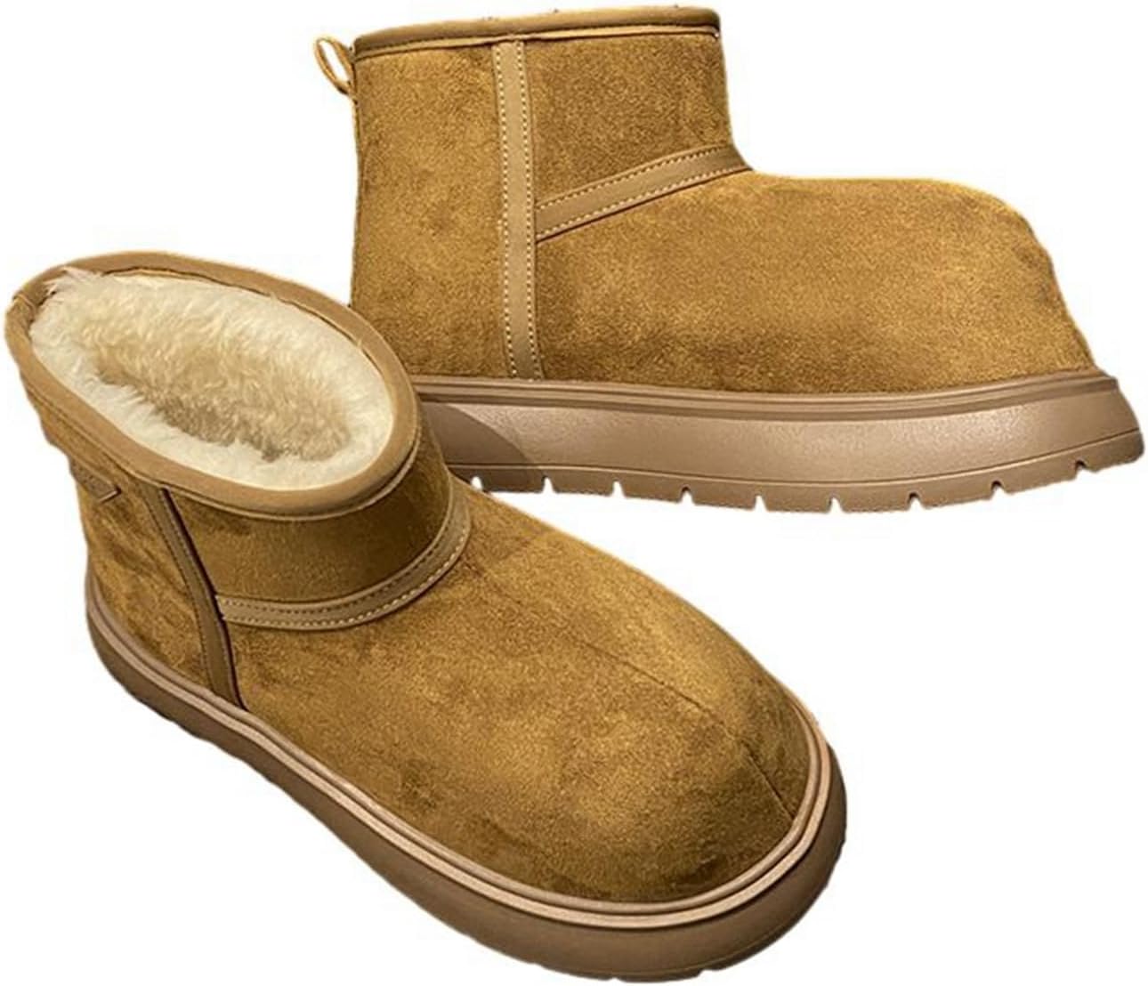 ムートンブーツ ショート丈 冬用 ボア付き レディース 厚底 スノーブーツ あったかい 防寒 軽量 防水 ..