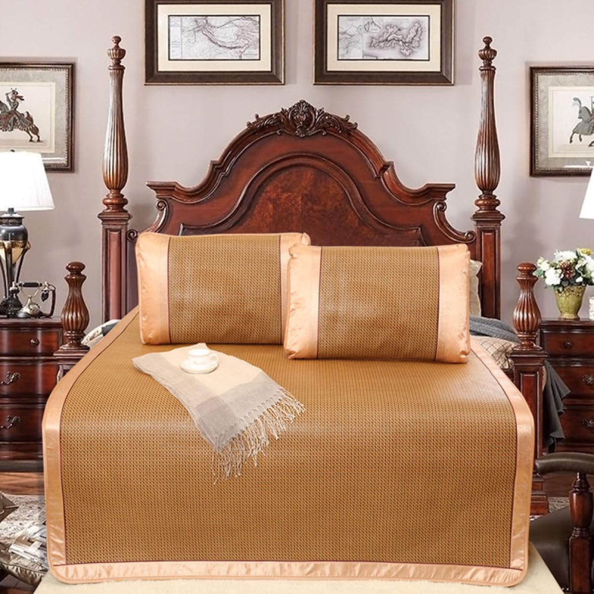 籐シーツ 冷感シーツ 敷きパッド 吸汗速乾 肌に優しい 籐マット い草 敷きふとんカバー 猛暑対策 ゴム..