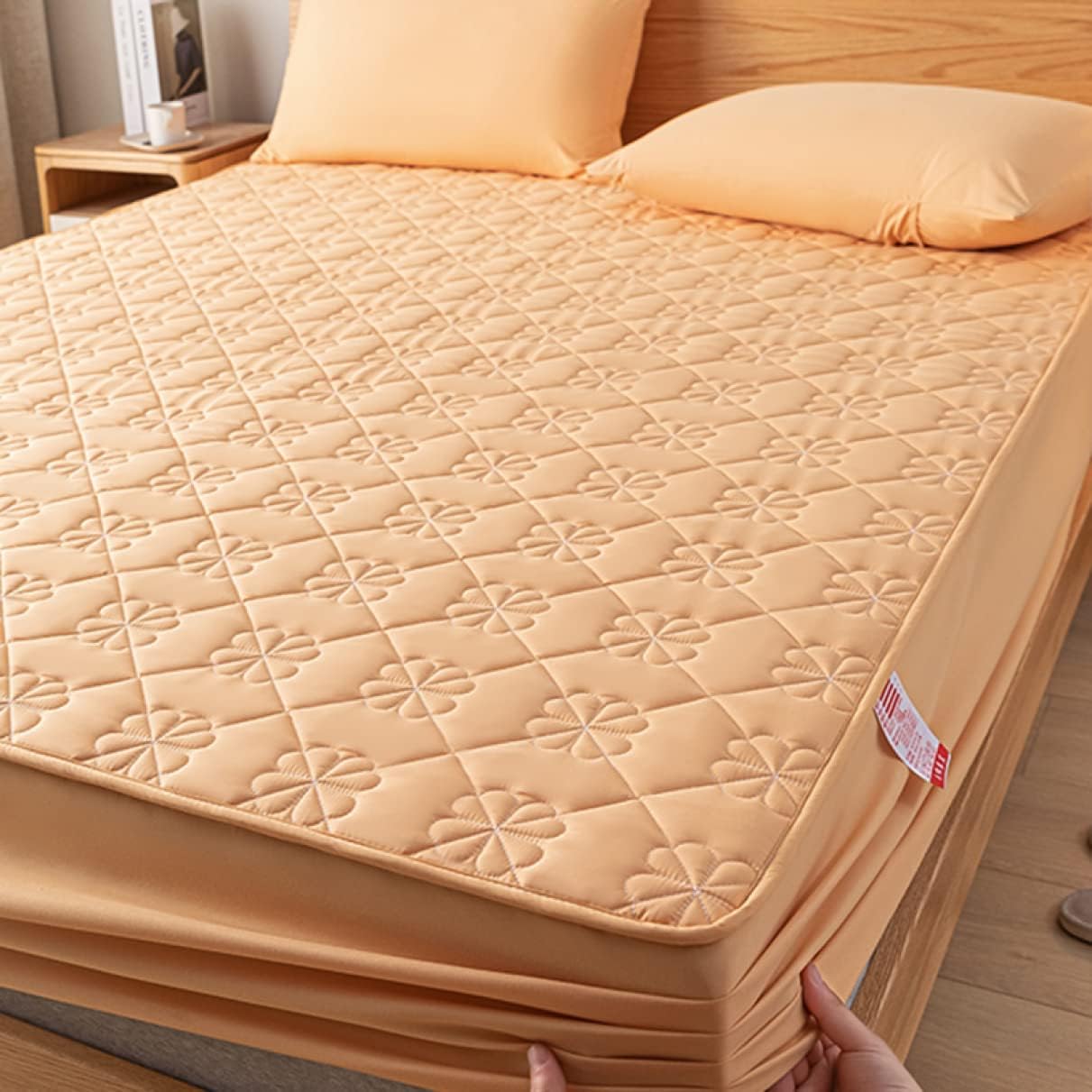 パッド一体型ベッド用シーツ 綿100％ シングル タイプ キング 夏でも冬でもふわさら敷きパッド一体型BO..