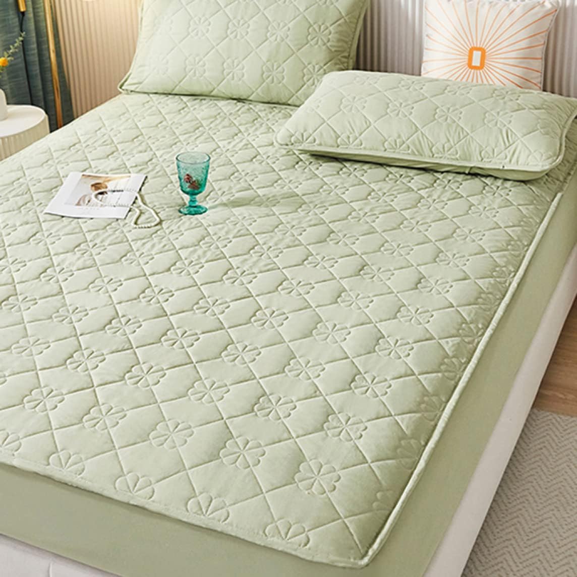 ピーチスキンボックスシーツ ダブル 敷きパッド 200x220cm ボックスタイプ パッド一体型ボックスシーツ 通気 綿100％ シングル マットレスカバー ベッドカバー マットレスプロテクター 敷き