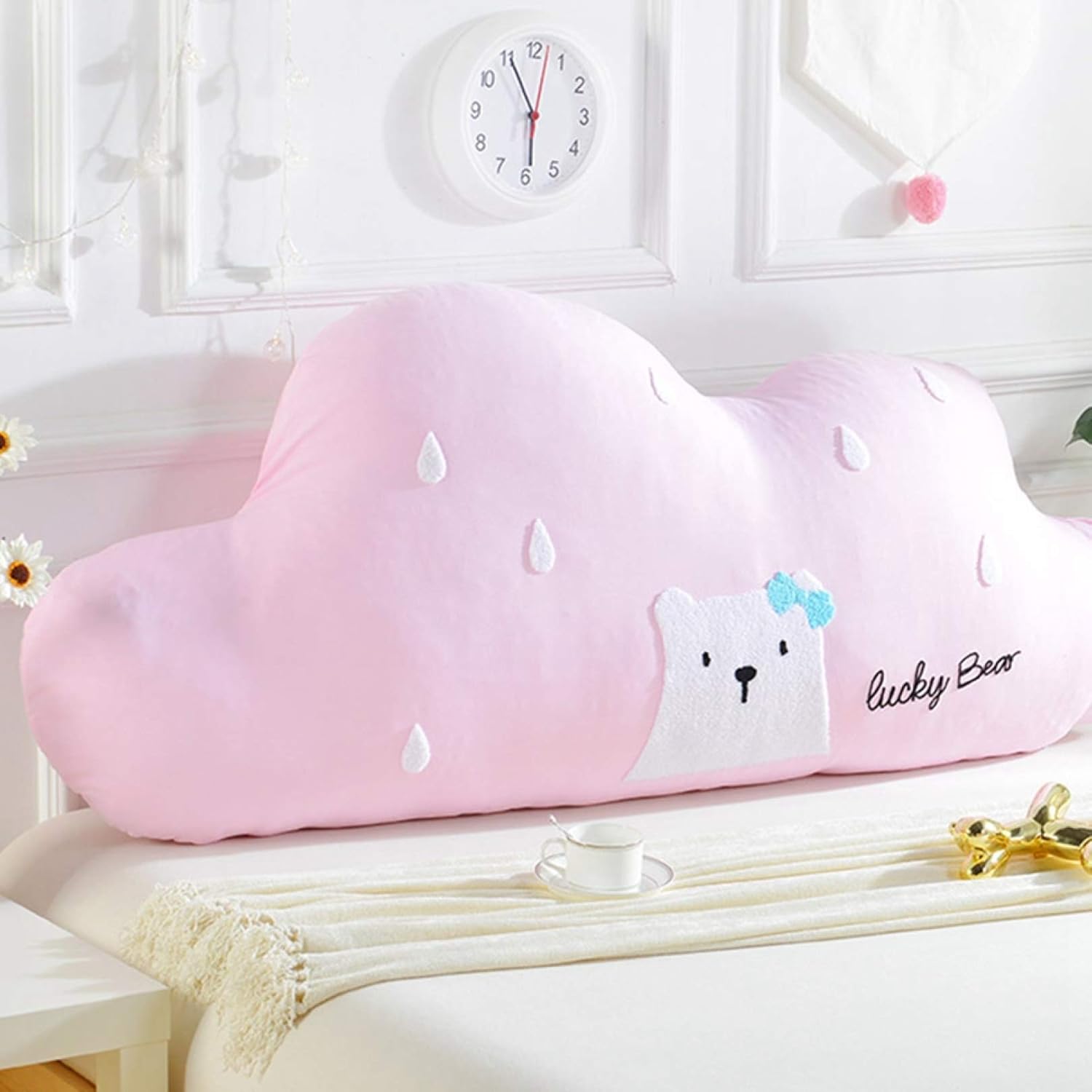 単色 ウェッジ枕 ヘッドボードクッション 背もたれ ヘッドボード 腰枕 腰当て クッション 長いクッション テレビ枕 読書枕 ロング ふわふわ ベッドクッション かわいい ピンク ソファー用 足枕 1