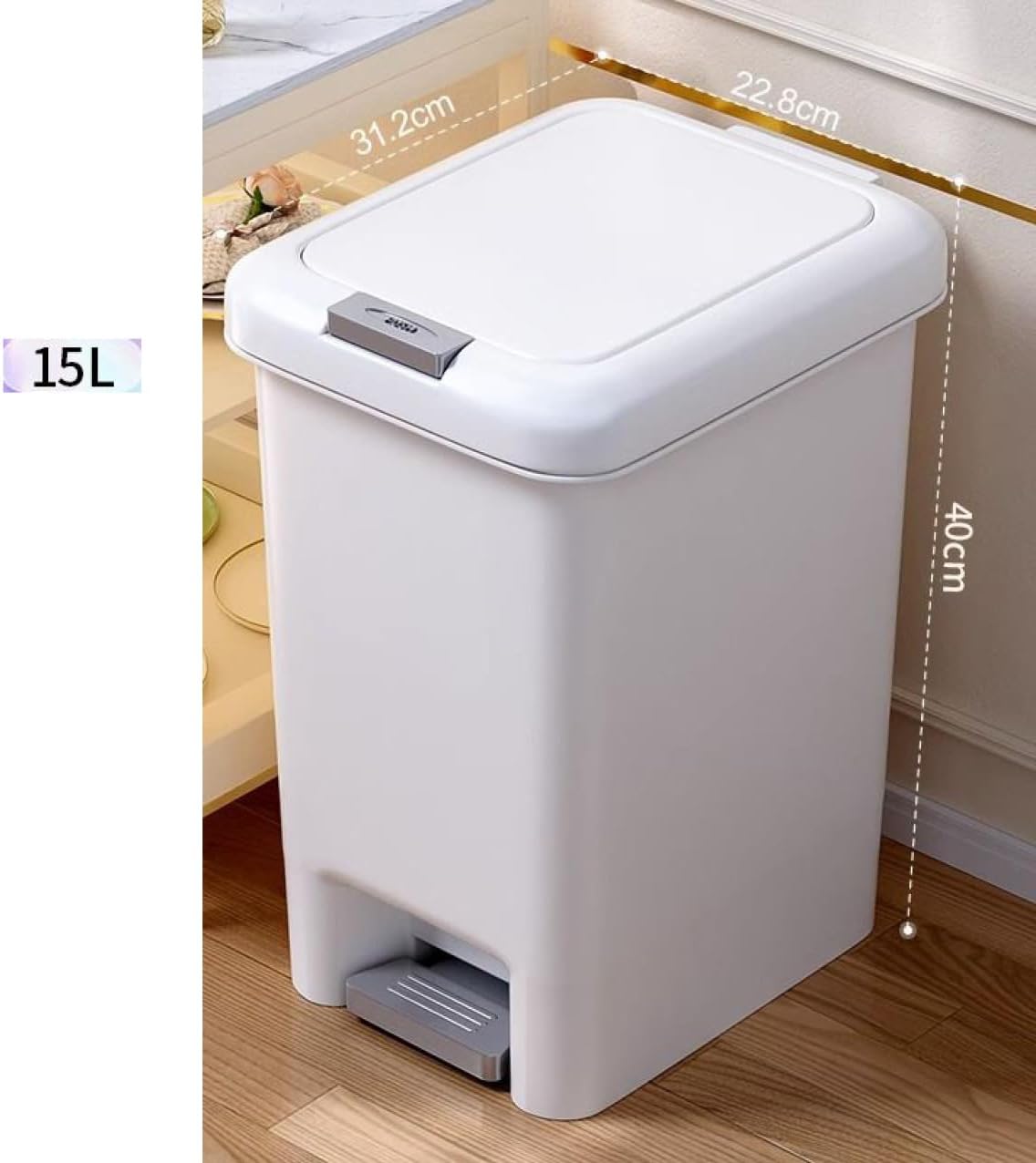 ゴミ箱 ペダル 8L 抗菌 ペダル付き ホワイト 足踏み ふた付き 蓋付き 蓋つき 両開き 観音開き ゴミ箱 ごみ箱 ごみ 10リットル 分別 キッチン 収納 おしゃれ 浴室用 抗菌加工 ペダル付き