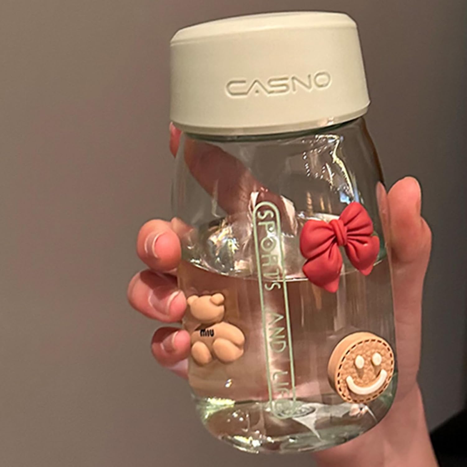 ウォーターボトル 透明カップ 水筒 直飲み 420ml 600ml ハンドル付き 茶漉し付き 洗いやすい 耐熱耐冷 再利用可能 給水 かわいい 子供用 大人 プレゼント 炭酸対応 アウトドア 旅行 ウ