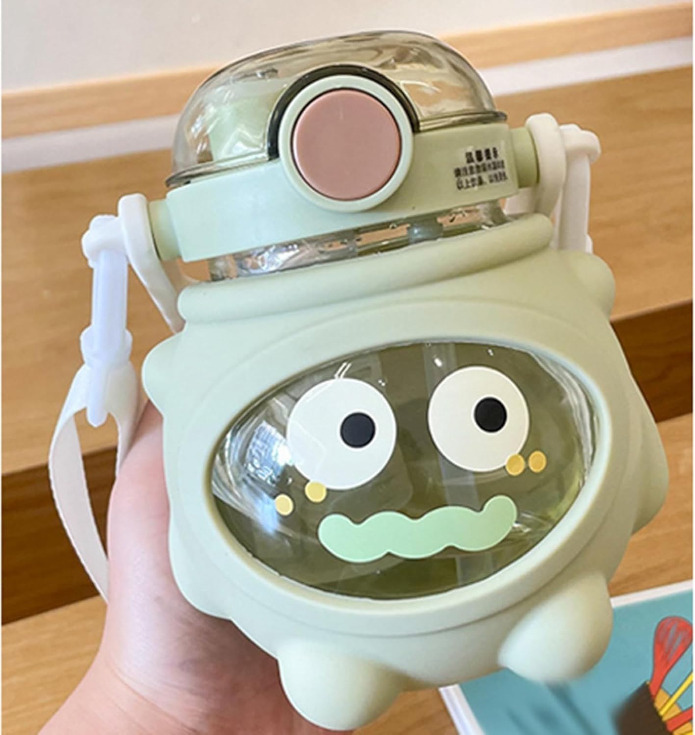 水筒 2way ストロー 800ml クマ ウォーターボトル ガラスボトル 広口直飲み 大容量 キャリーハンドル付..