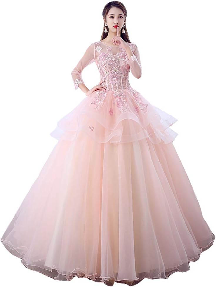 長袖ステージドレス 声楽 イブニングドレス 刺繍エレガントな ウェディングドレス ロング丈 サイズ調整可 カラー ドレス